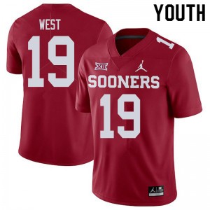 Youth Trevon West Crimson Sooners College Football #19 Jersey 493601-147
