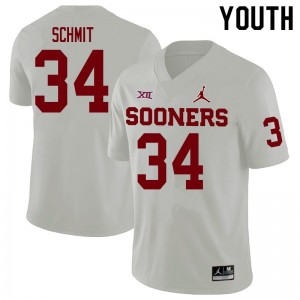 Youth Zach Schmit White OU Sooners College Football #34 Jersey 726358-605