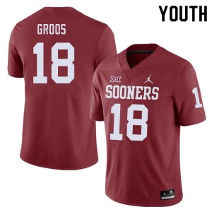 Youth Carsten Groos Crimson Oklahoma Sooners College Football #18 Jersey 826315-947