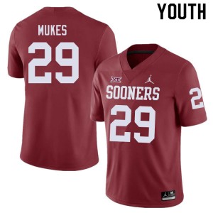 Youth Jordan Mukes Crimson Oklahoma Sooners College Football #29 Jersey 909343-151