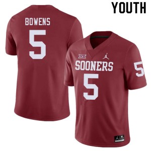 Youth Micah Bowens Crimson OU Sooners College Football #5 Jersey 599698-800