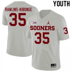Youth Nathan Rawlins-Kibonge White Oklahoma College Football #35 Jersey 845151-759
