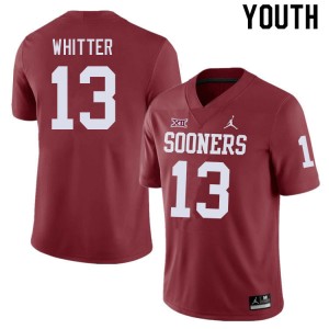 Youth Shane Whitter Crimson Oklahoma College Football #13 Jersey 320101-261