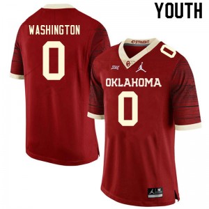 Youth Woodi Washington Retro OU Sooners College Football #0 Jersey 474218-362