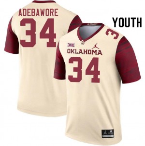 Youth Adepoju Adebawore Cream Sooners College Football #34 Jersey 372598-815