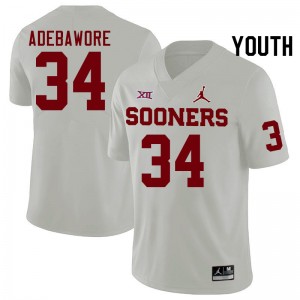 Youth Adepoju Adebawore White OU College Football #34 Jersey 333708-915