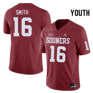 Youth Blake Smith Crimson OU Sooners College Football #16 Jersey 986414-983