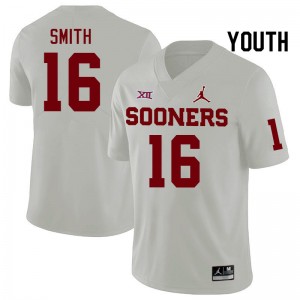 Youth Blake Smith White Oklahoma Sooners College Football #16 Jersey 119120-821