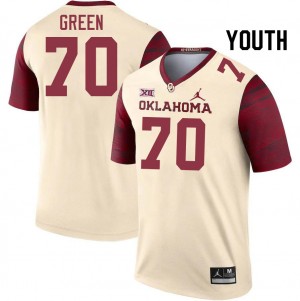 Youth Cayden Green Cream Oklahoma College Football #70 Jersey 837186-301