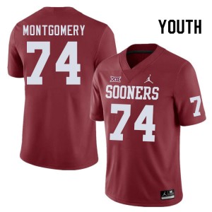Youth Cullen Montgomery Crimson OU Sooners College Football #74 Jersey 546419-531
