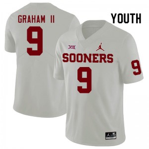 Youth D.J. Graham II White Sooners College Football #9 Jersey 747945-342