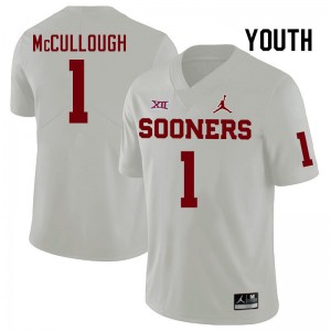 Youth Dasan McCullough White Oklahoma Sooners College Football #1 Jersey 462206-736