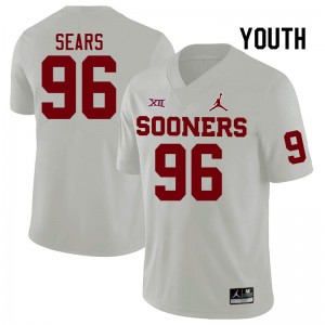 Youth Davon Sears White Sooners College Football #96 Jersey 689275-548