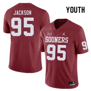 Youth Evan Jackson Crimson Oklahoma Sooners College Football #95 Jersey 967219-460