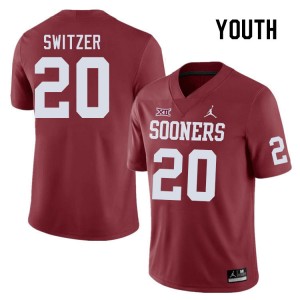Youth Jacob Switzer Crimson Oklahoma Sooners College Football #20 Jersey 146316-603