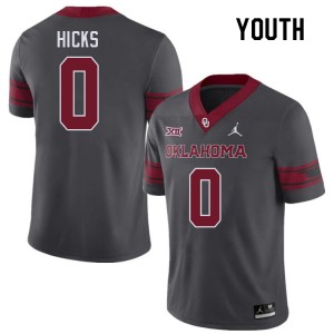 Youth Kalib Hicks Charcoal Oklahoma Sooners College Football #0 Jersey 251161-909