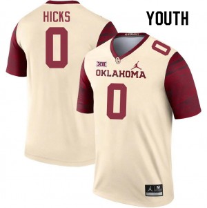 Youth Kalib Hicks Cream OU College Football #0 Jersey 416260-672