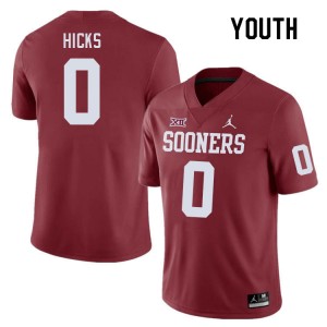 Youth Kalib Hicks Crimson OU Sooners College Football #0 Jersey 576449-479