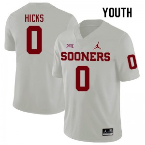 Youth Kalib Hicks White OU College Football #0 Jersey 830701-966
