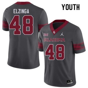 Youth Luke Elzinga Charcoal Sooners College Football #48 Jersey 271423-588