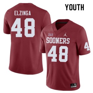 Youth Luke Elzinga Crimson Sooners College Football #48 Jersey 436471-173