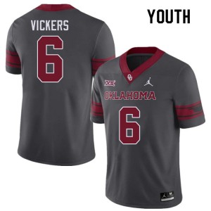 Youth Makari Vickers Charcoal Oklahoma College Football #6 Jersey 557749-262