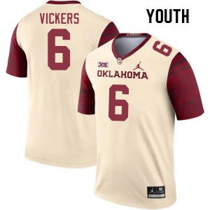 Youth Makari Vickers Cream Oklahoma College Football #6 Jersey 242229-246