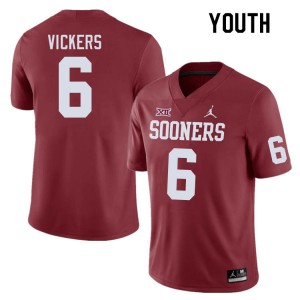Youth Makari Vickers Crimson OU College Football #6 Jersey 970392-456