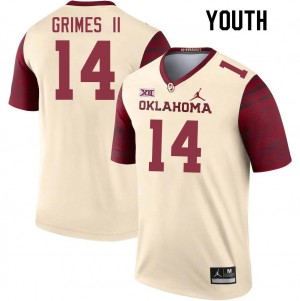 Youth Reggie Grimes II Cream OU Sooners College Football #14 Jersey 110356-879