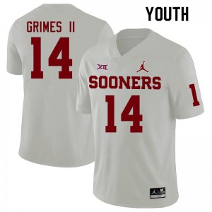 Youth Reggie Grimes II White Oklahoma College Football #14 Jersey 513151-998