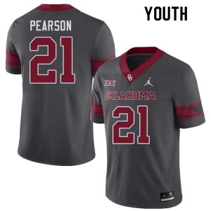 Youth Reggie Pearson Charcoal Sooners College Football #21 Jersey 279182-612