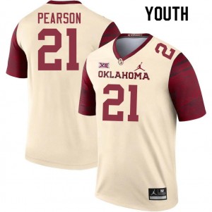 Youth Reggie Pearson Cream OU College Football #21 Jersey 794440-784