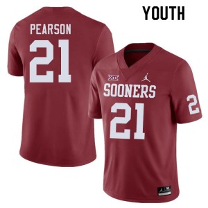 Youth Reggie Pearson Crimson OU Sooners College Football #21 Jersey 111006-572