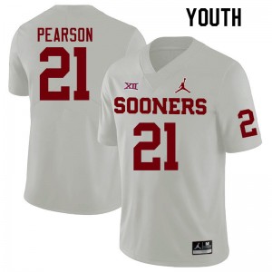 Youth Reggie Pearson White Sooners College Football #21 Jersey 633095-288