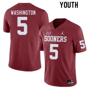 Youth Woodi Washington Crimson OU Sooners College Football #5 Jersey 613985-489