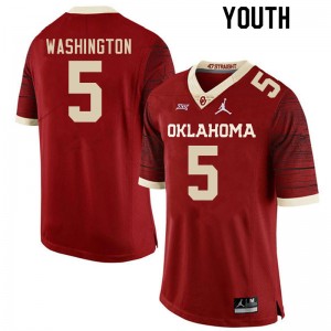 Youth Woodi Washington Retro OU Sooners College Football #5 Jersey 297549-157