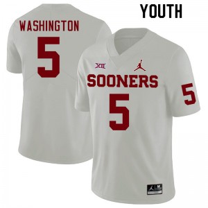 Youth Woodi Washington White Oklahoma College Football #5 Jersey 498480-755