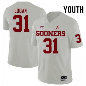 Youth Ashton Logan White OU Sooners College Football #31 Jersey 223124-265
