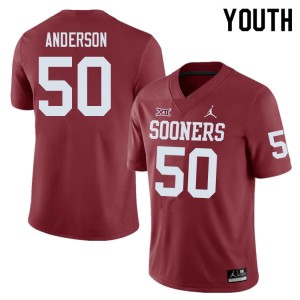 Youth Ben Anderson Crimson Oklahoma Sooners College Football #50 Jersey 412811-242