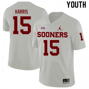Youth Ben Harris White Oklahoma Sooners College Football #15 Jersey 943489-660
