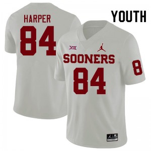 Youth Brandon Harper White OU College Football #84 Jersey 865725-959