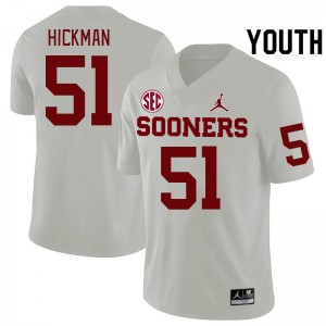 Youth Branson Hickman White OU Sooners 2024 SEC Conference College Football #51 Jersey 388232-809
