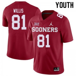 Youth Brayden Willis Crimson Oklahoma Sooners Jordan Brand College Football #81 Jersey 511973-359