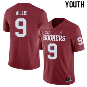 Youth Brayden Willis Crimson OU Sooners College Football #9 Jersey 690825-678
