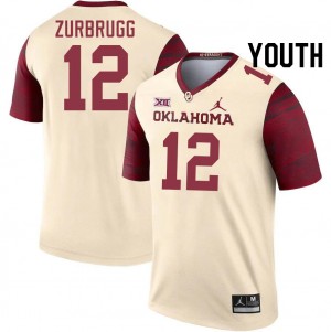 Youth Brendan Zurbrugg Cream OU College Football #12 Jersey 979662-363
