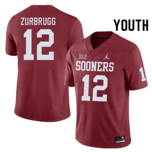 Youth Brendan Zurbrugg Crimson Sooners College Football #12 Jersey 691886-100