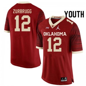 Youth Brendan Zurbrugg Retro OU College Football #12 Jersey 789488-616
