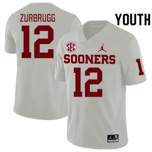 Youth Brendan Zurbrugg White Sooners 2024 SEC Conference College Football #12 Jersey 957475-559