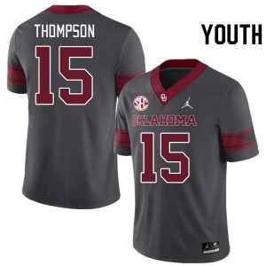 Youth Brenen Thompson Charcoal OU Sooners 2024 SEC Conference #15 Jersey 878108-762