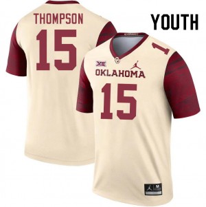 Youth Brenen Thompson Cream Sooners College Football #15 Jersey 261765-728